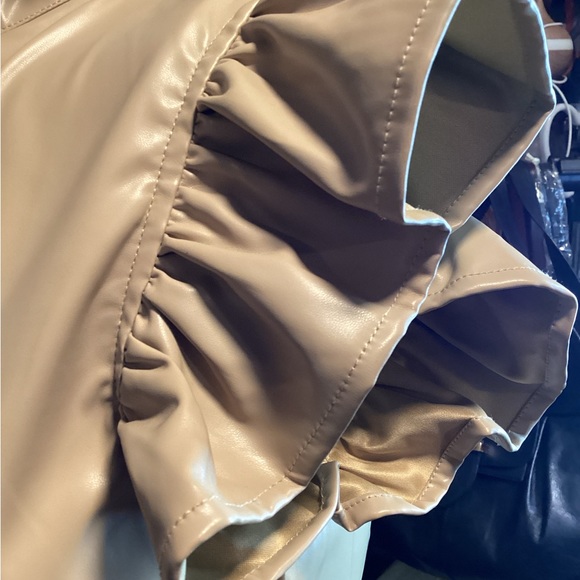 ENTRO RUFFLE VEGAN LEATHER DRESS - Picture 8 of 9